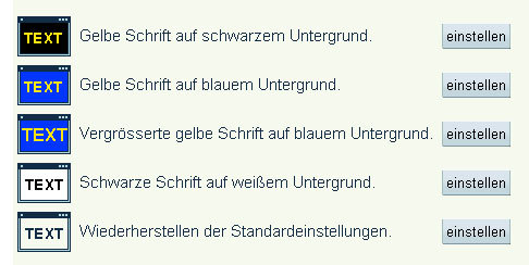 Darstellung eines Styleswitchers mit Schaltflächen zur Auswahl verschiedener Farbkombinationen