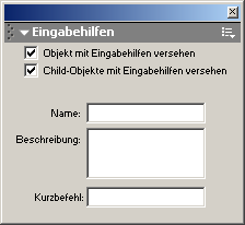 Screenshot der Eingabehilfe in Macromedia Flash MX