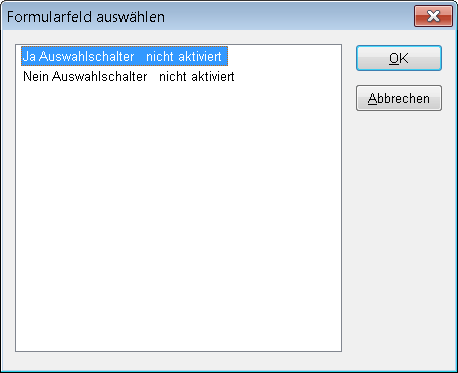 Liste der Formularelemente im Screenreader