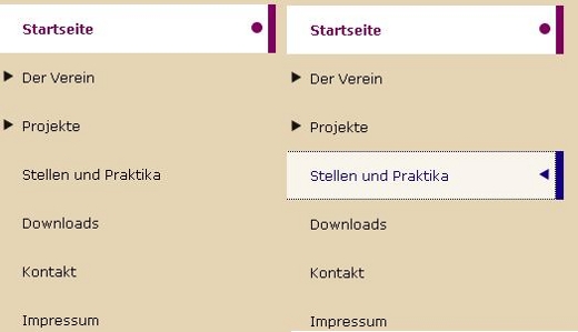 Zwei Darstellungen einer Navigationsleiste