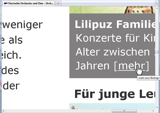 Der Anfang des Tooltips ist zu lesen und der wesentliche Inhalt ist außerhalb des Browserfensters